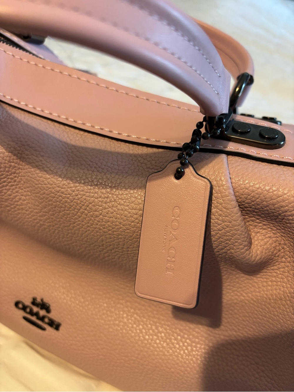 Coach Pink Pebbled Leather Shoulder Satchel with Removable Strap - Picture 11 of 11